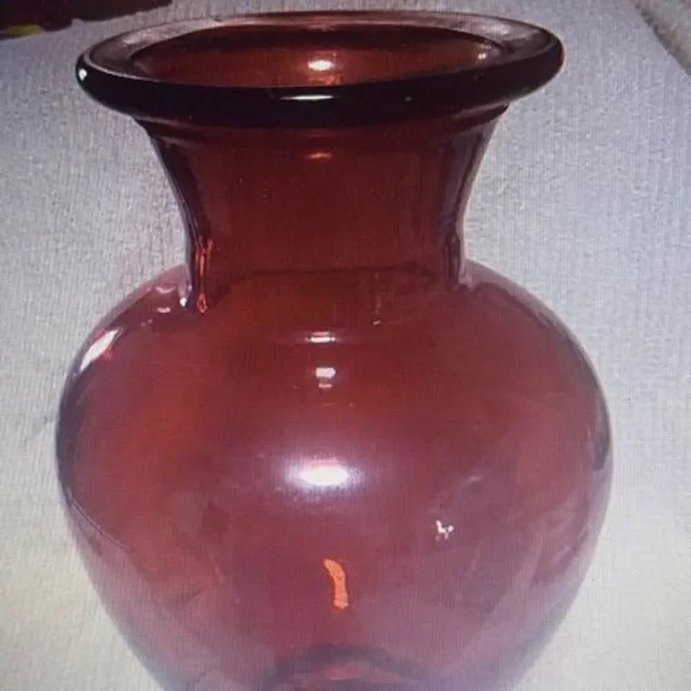 Large Ruby Red Glass Urn Vase